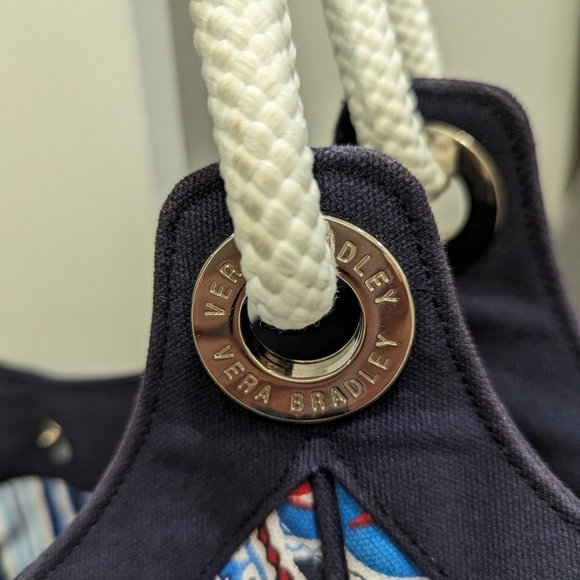 Vera Bradley Anchor Tote Seaside Collection Blue, Fast Shipping - Beach Bag Rope - Picture 5 of 7